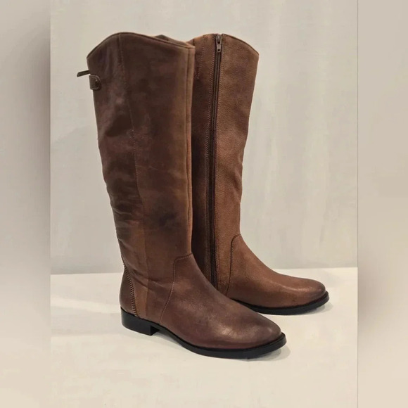 Arturo Chiang Leather Knee High Riding Boots in Cognac Brown Size 9.5 - Picture 1 of 8